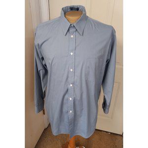 Stafford Mens Dress Shirt 16/34-35 Blue/Gray Broadcloth Cotton Blend Made in USA